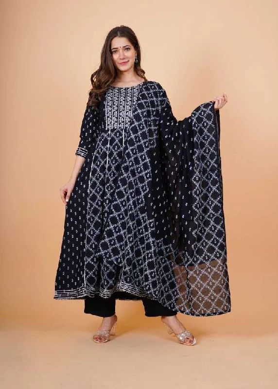 Women's Black Kurta And Palazzo Set Rayon - Noz2Toz