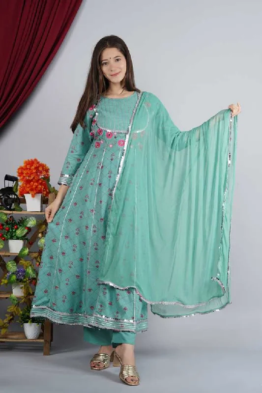 Women's Green Kurta And Palazzo Set Rayon - Noz2Toz