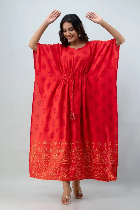 Women's Red printed kaftan - MISSKURTI