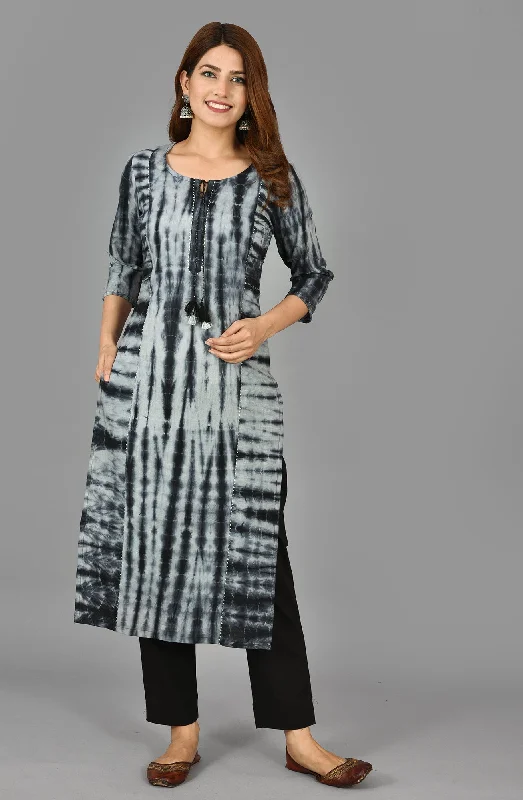 Women's Black Tie Dye Kurta - KAAJH