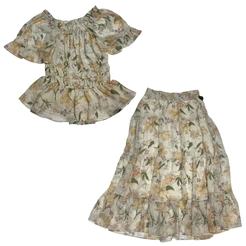 Skirt Set 2pc By Cato In Cream, Size: S