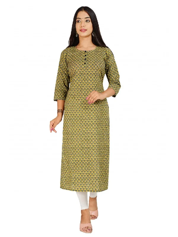 Women's Cotton Printed Floral Straight Kurta - Noz2Toz