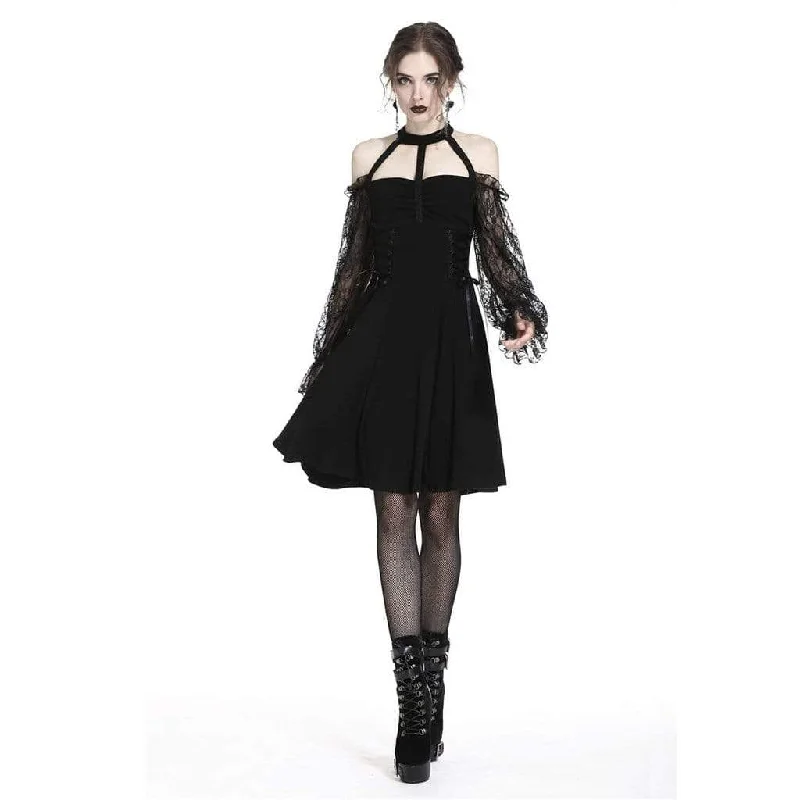 Women's Off shoulder Punk Dress With Lace Sleeves