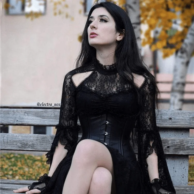 Women's Layered Lace Goth Little Black Dress