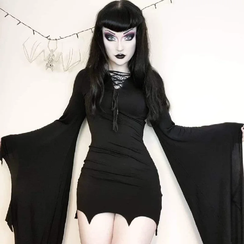 Women's Bat Style Gothic Short Dress