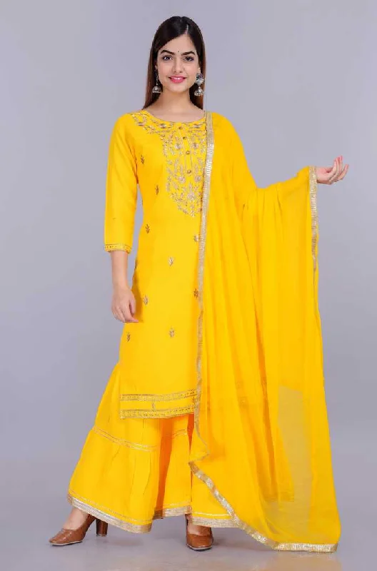 Women's Kurta And Sharara Set Rayon - Noz2Toz