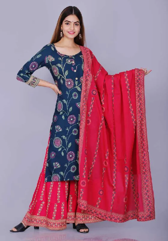 Women's Kurta And Sharara Set Rayon - Noz2Toz