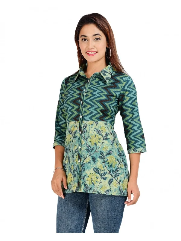 Women's Cotton Zig Zak Print Shirt  - Noz2Toz