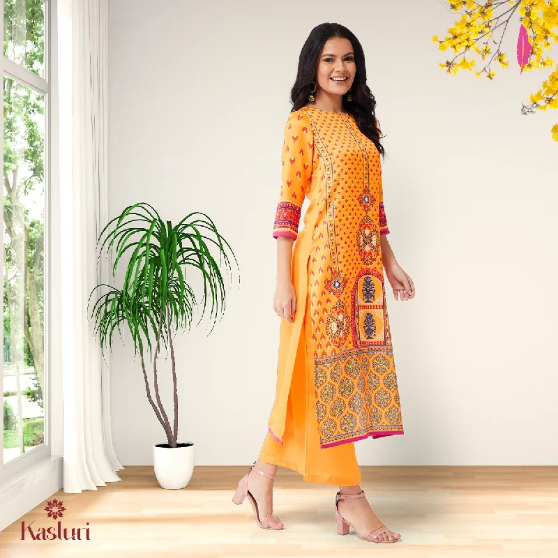 Women's Digital Print Placement Kasturi Kurta - Pannkh