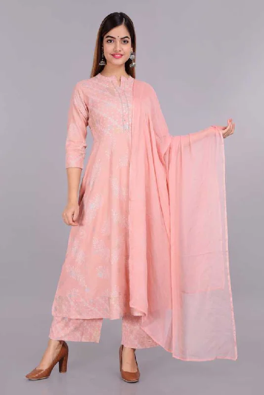 Women's Pink Kurta And Palazzo Set Rayon - Noz2Toz