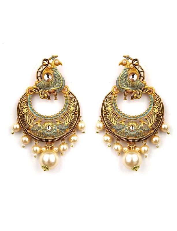 Women's Peacock Shaped Meenakari Drop Earring - Priyaasi