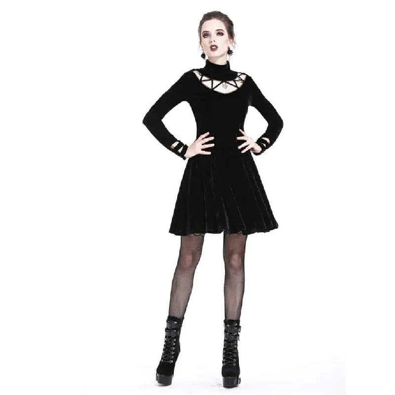 Women's Velour Short Black Dress