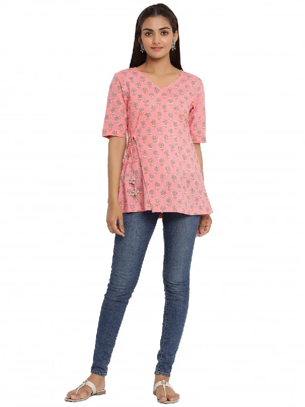 Women's Cotton Print Angrakha Top/Tunic - Noz2Toz