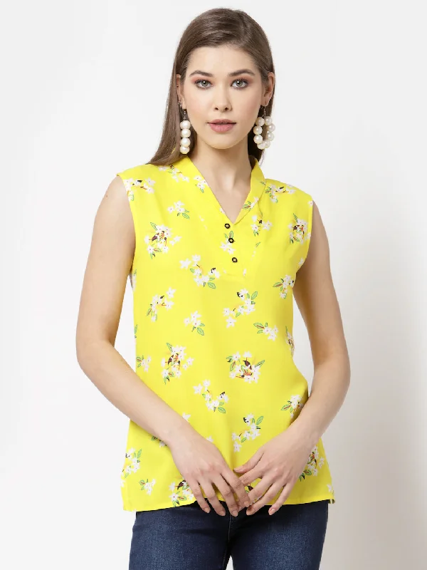 Women Yellow Cotton Top by Myshka (1 Pc Set)