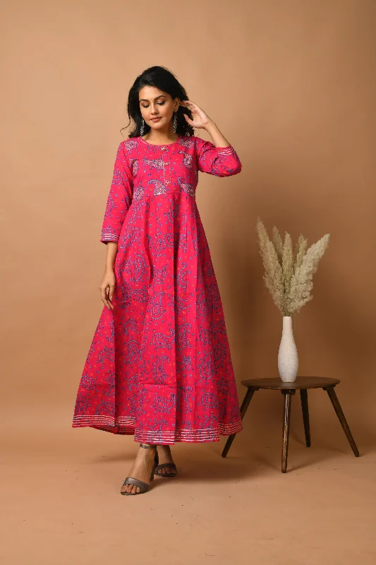 Women's Pink Paisley Print kurta - KAAJH