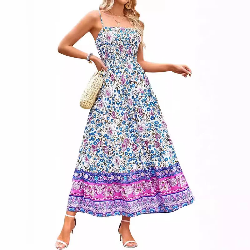 Vintage Bohemian Adjustable Straps Sleeveless Summer Dresses