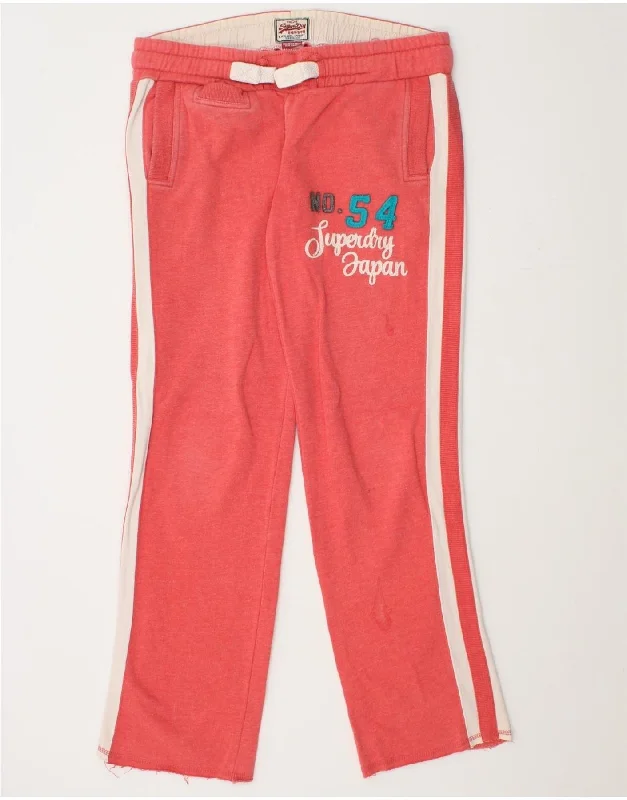 SUPERDRY Womens Graphic Tracksuit Trousers UK 10 Small  Red Cotton