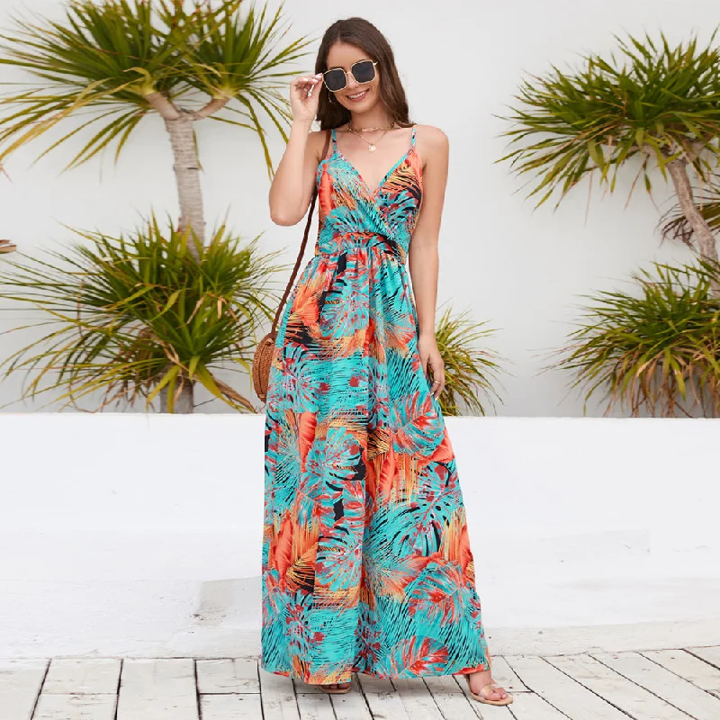 Sexy V Neck Bohemian Long Maxi Dresses