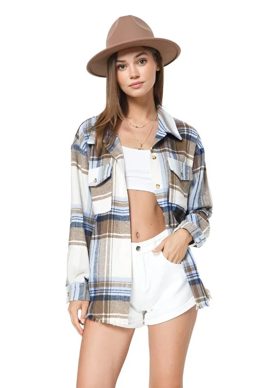 Yarn Dyed Plaid Shirt Jacket Shacket