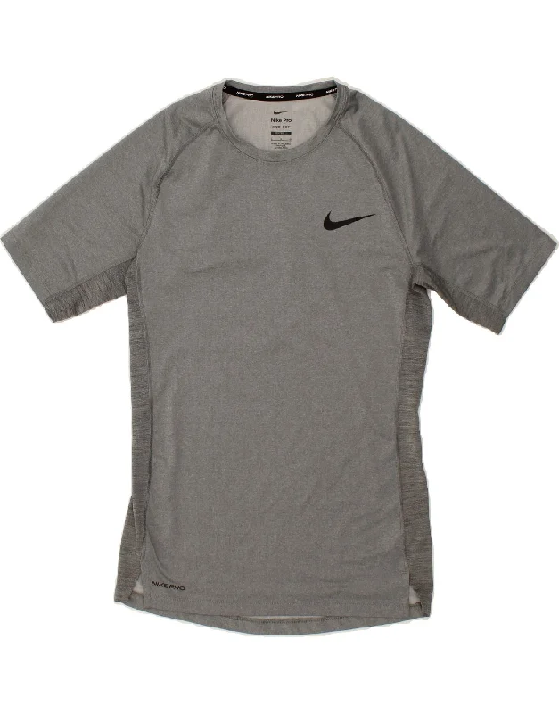 NIKE Womens Dri Fit T-Shirt Top UK 14 Large Grey Polyester