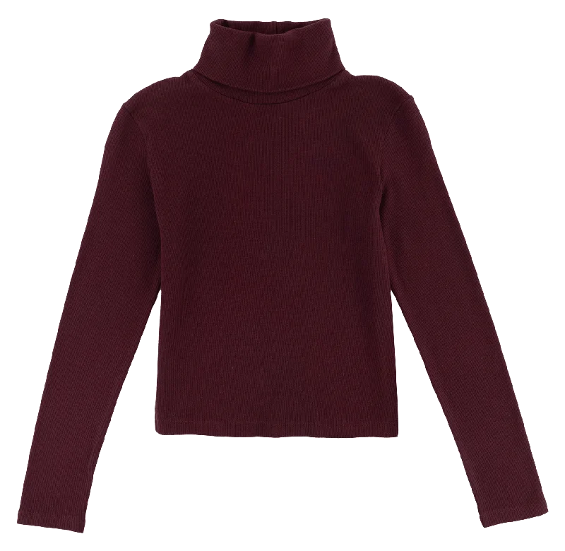 Maroon Turtle Neck Cropped Sweater