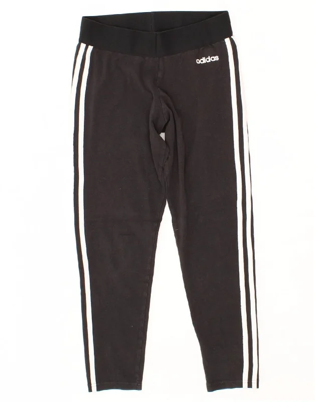 ADIDAS Womens Leggings UK 12 Medium Black Cotton