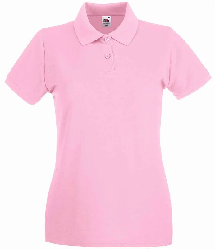 Fruit of the Loom Lady-Fit Premium Cotton Piqué Polo Shirt | Light Pink