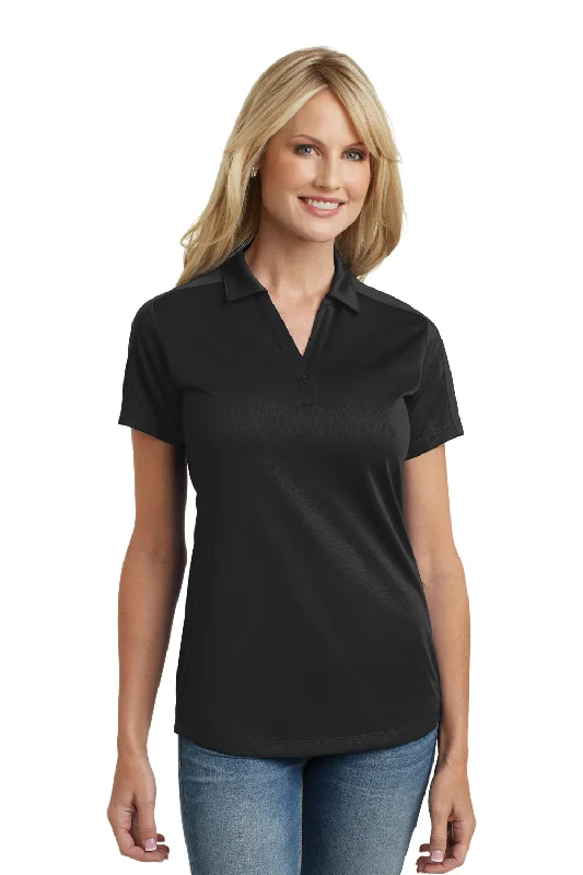 Port Authority Womens Moisture Wicking Short Sleeve Polo Shirt - Black