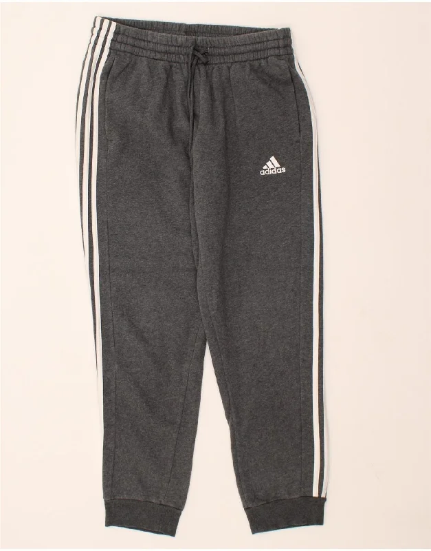 ADIDAS Womens Tracksuit Trousers Joggers UK 14 Large  Grey Cotton