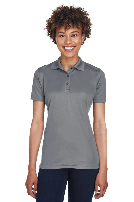 UltraClub Womens Cool & Dry Moisture Wicking Short Sleeve Polo Shirt - Charcoal Grey