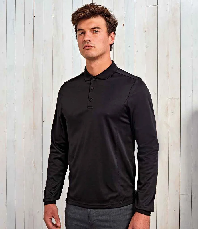 Premier Long Sleeve Coolchecker® Piqué Polo Shirt | Black