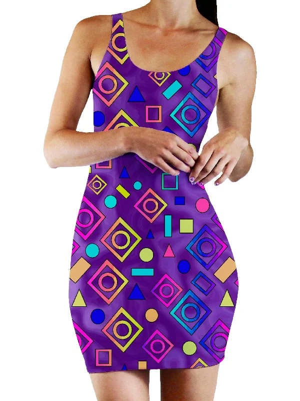 Geometric On Purple Bodycon Mini Dress