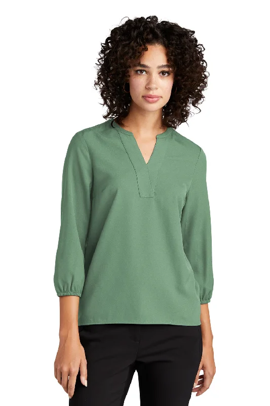 Mercer+Mettle Womens Stretch Crepe 3/4 Sleeve Polo Shirt - Sage Green