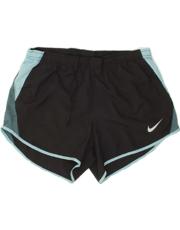 NIKE Womens Dri Fit Sport Shorts UK 8 Small Black Colourblock Polyester