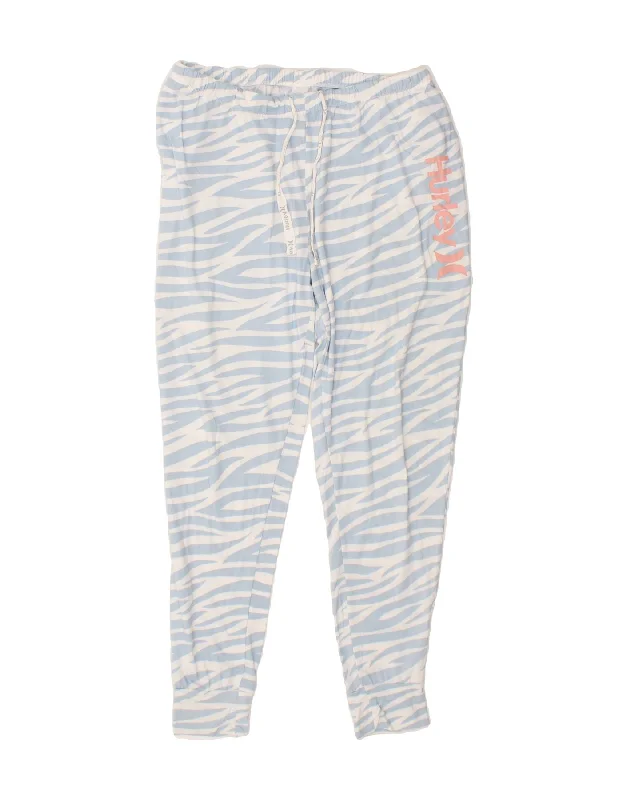 HURLEY Womens Tracksuit Trousers Joggers UK 18 XL  Blue Animal Print