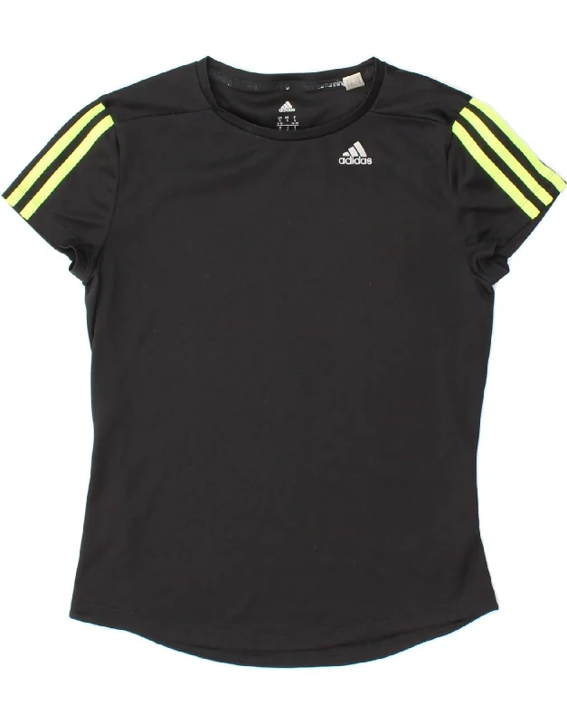 ADIDAS Womens T-Shirt Top UK 8/10 Small Black Polyester