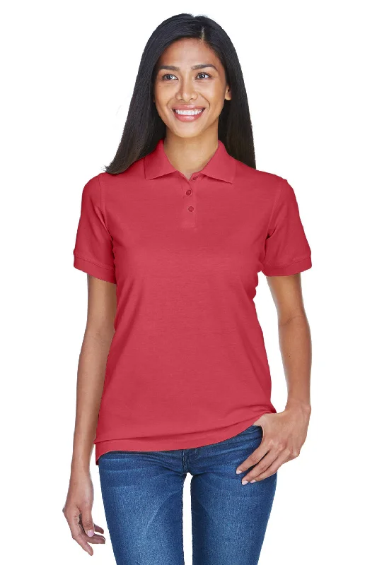 UltraClub Womens Classic Short Sleeve Polo Shirt - Cardinal Red - Closeout