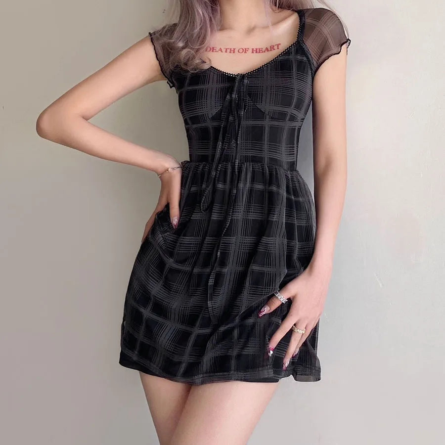 Goth Plaid Mini Dress