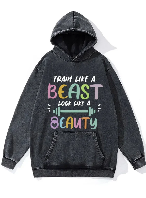 Train Like A Beast Washed Gym Hoodie