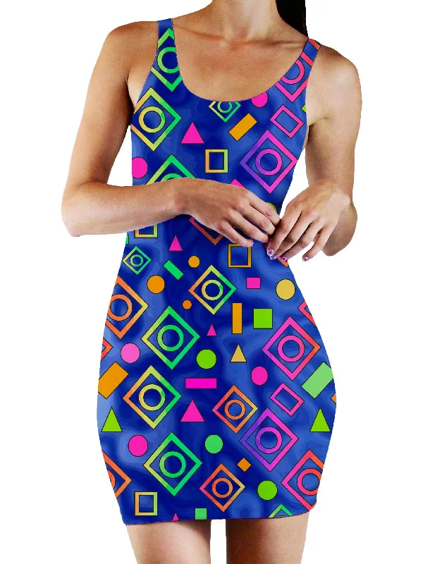 Geometric On Blue Bodycon Mini Dress