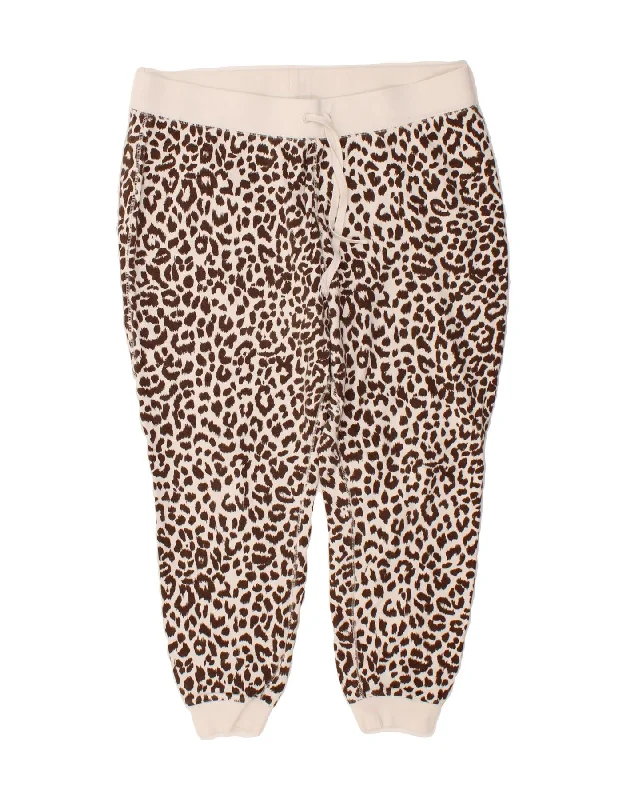 J. CREW Womens Tracksuit Trousers Joggers UK 18 XL  Brown Animal Print