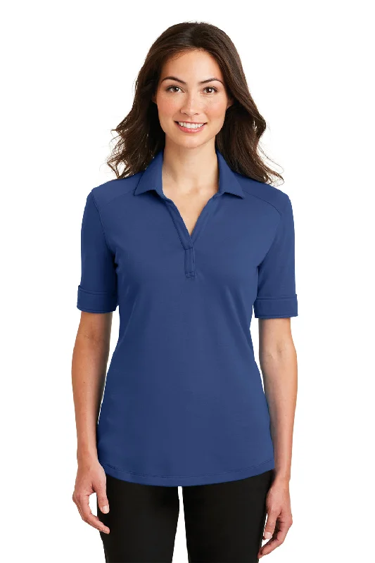 Port Authority Womens Silk Touch Performance Moisture Wicking Short Sleeve Polo Shirt - Royal Blue - Closeout