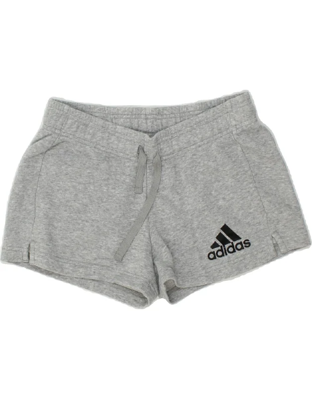 ADIDAS Womens Sport Shorts UK 12/14 Medium  Grey Cotton