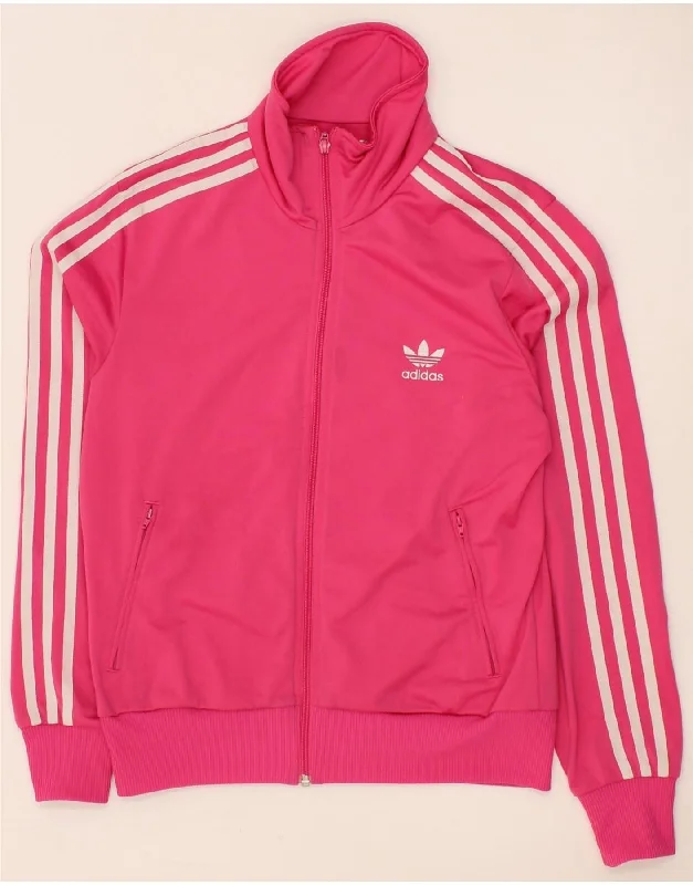 ADIDAS Womens Graphic Tracksuit Top Jacket EU 42 Large Pink Polyester