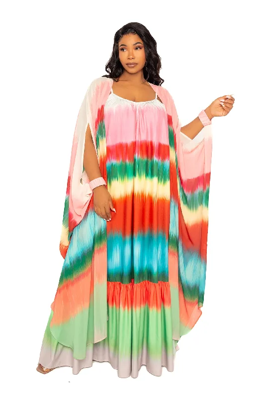 Ombre Stripe Robe with Wrist Band