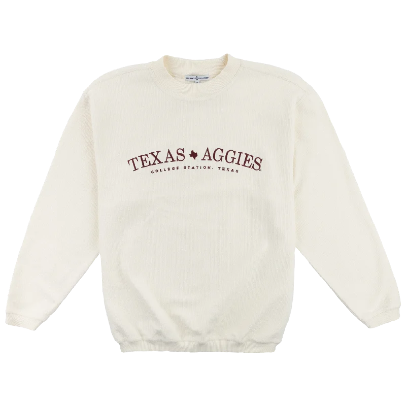 Texas Aggies Simple Embroidered Corduroy Oversized Pullover