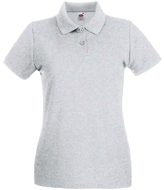 Fruit of the Loom Lady-Fit Premium Cotton Piqué Polo Shirt | Heather Grey