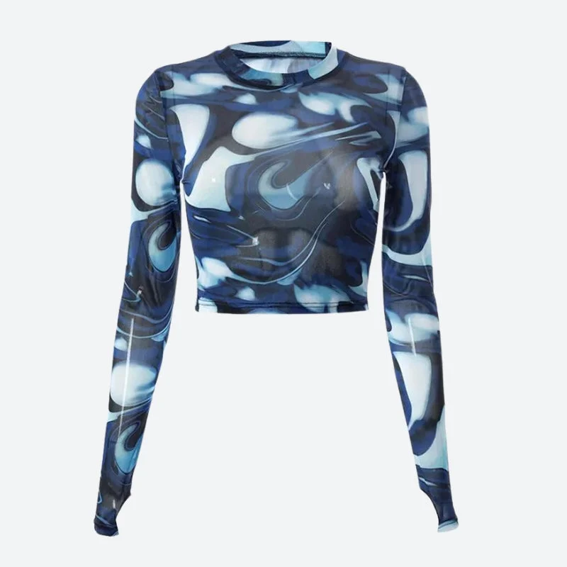 Cyberpunk Blue Aura Sheer Top