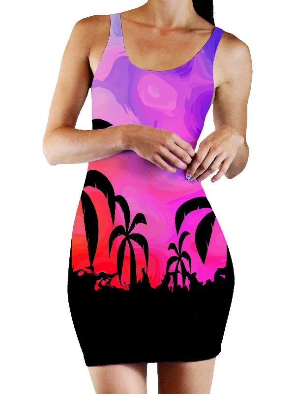 Tropical Twilight Bodycon Mini Dress