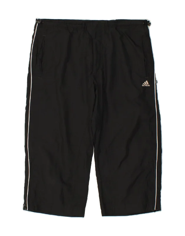 ADIDAS Womens Capri Tracksuit Trousers UK 14 Large  Black Polyester